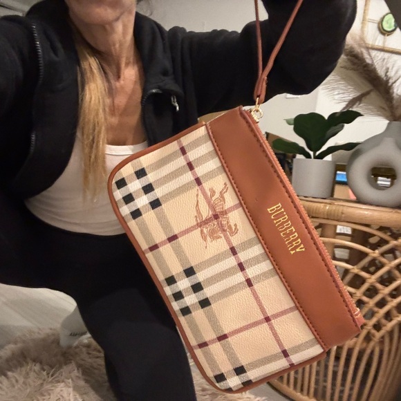 Burberry Tan and Brown Plaid Wristlet - Picture 4 of 8